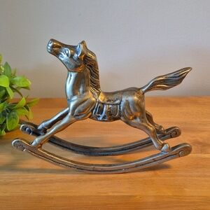 VINTAGE Solid Brass Rocking Horse Figurine Home Decor